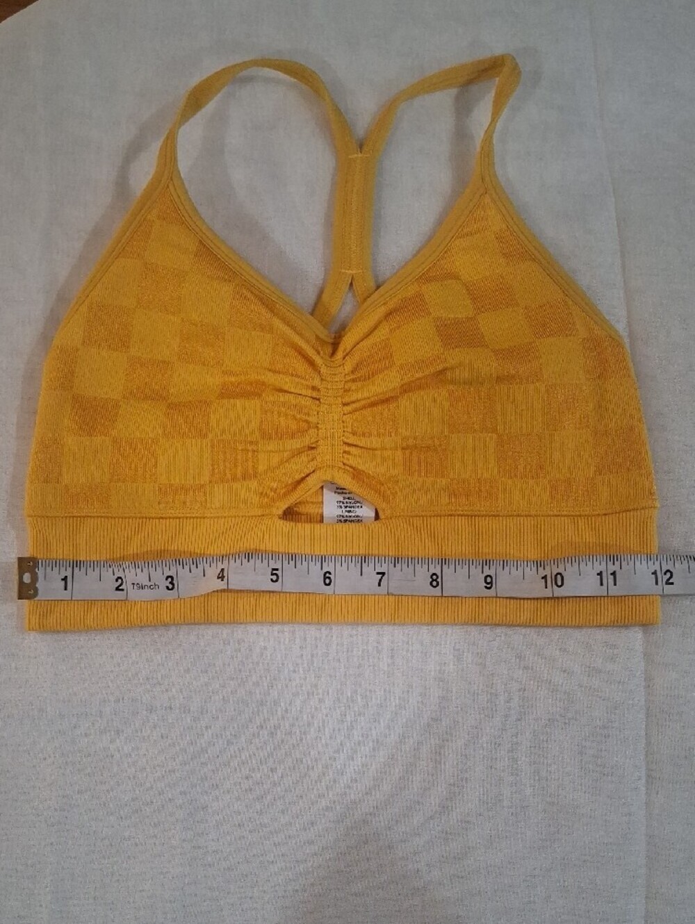 JoyLab Yellow Checker Ruched Racerback Sports Bra Size XS - Picture 7 of 9
